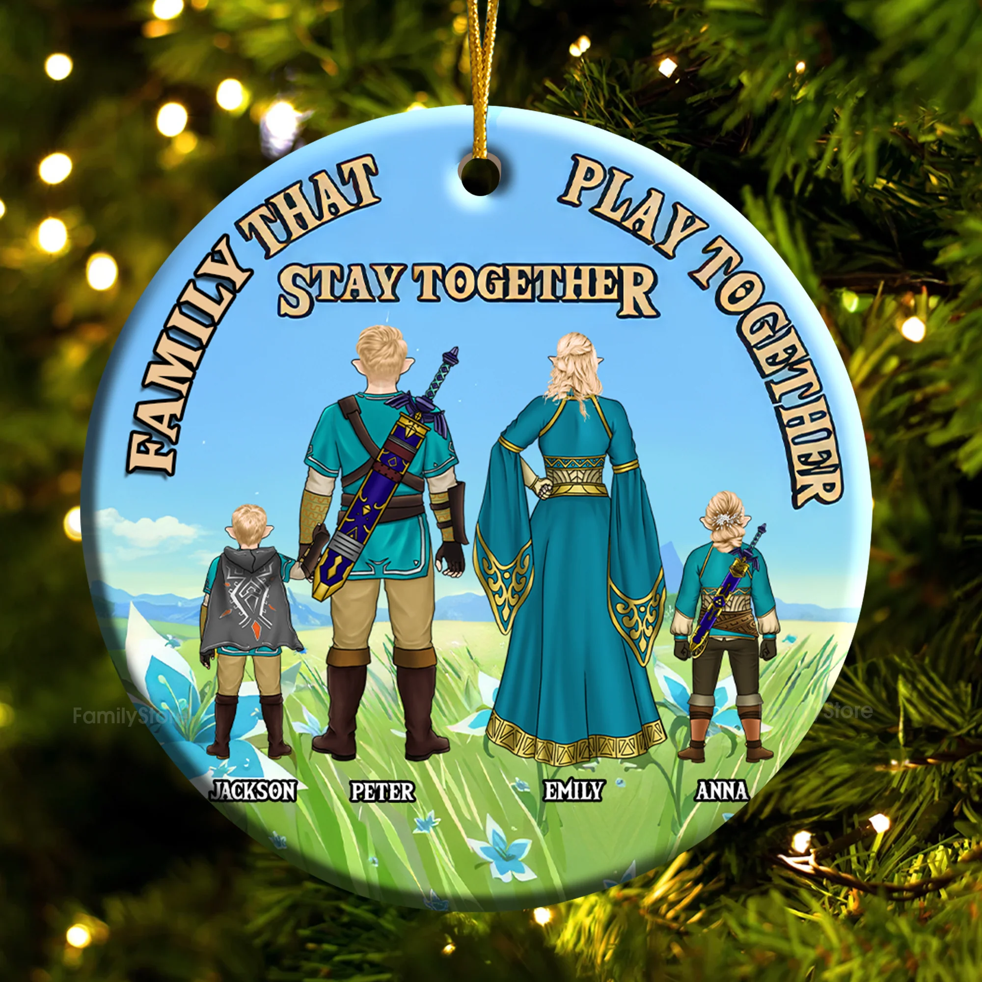 Family That Play Together Stay Together Zelda - Personalized Ceramic Ornament - Gift For Family Memmber CL07 NH96 - Image 3