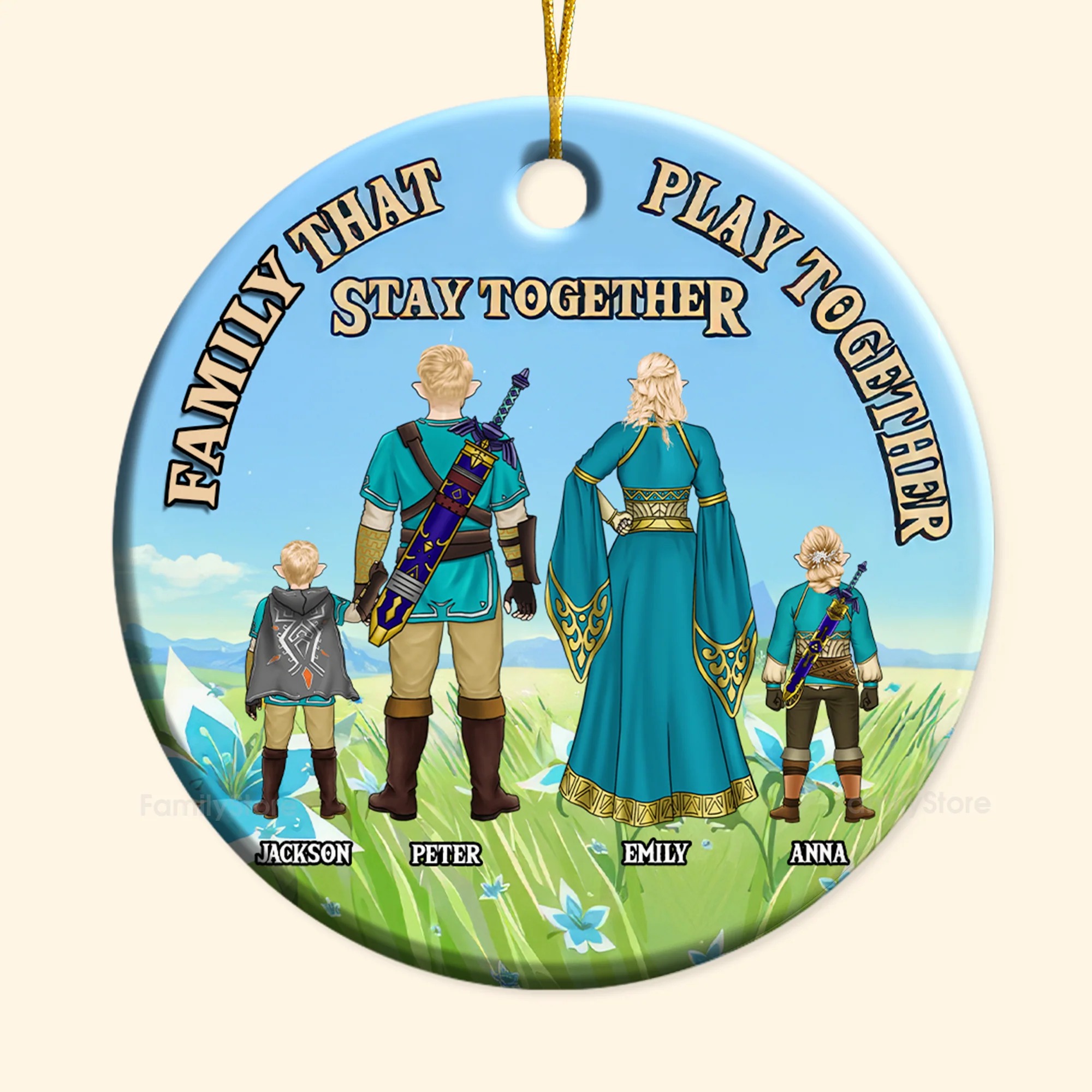 Family That Play Together Stay Together Zelda - Personalized Ceramic Ornament - Gift For Family Memmber CL07 NH96 - Image 6