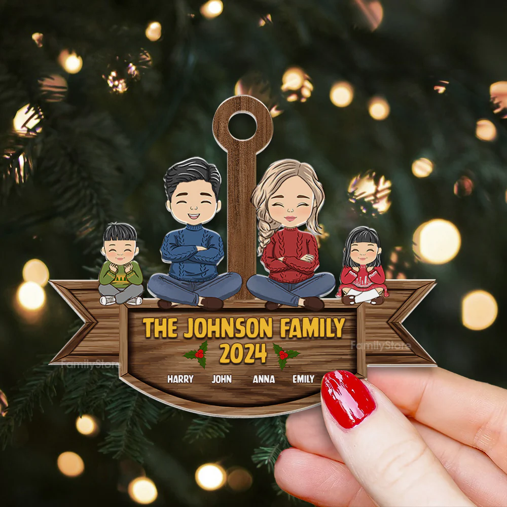 Family Together On Holiday - Christmas Gift For Family Members - Personalized Acrylic Ornament  - CL35 NA94 - Image 2