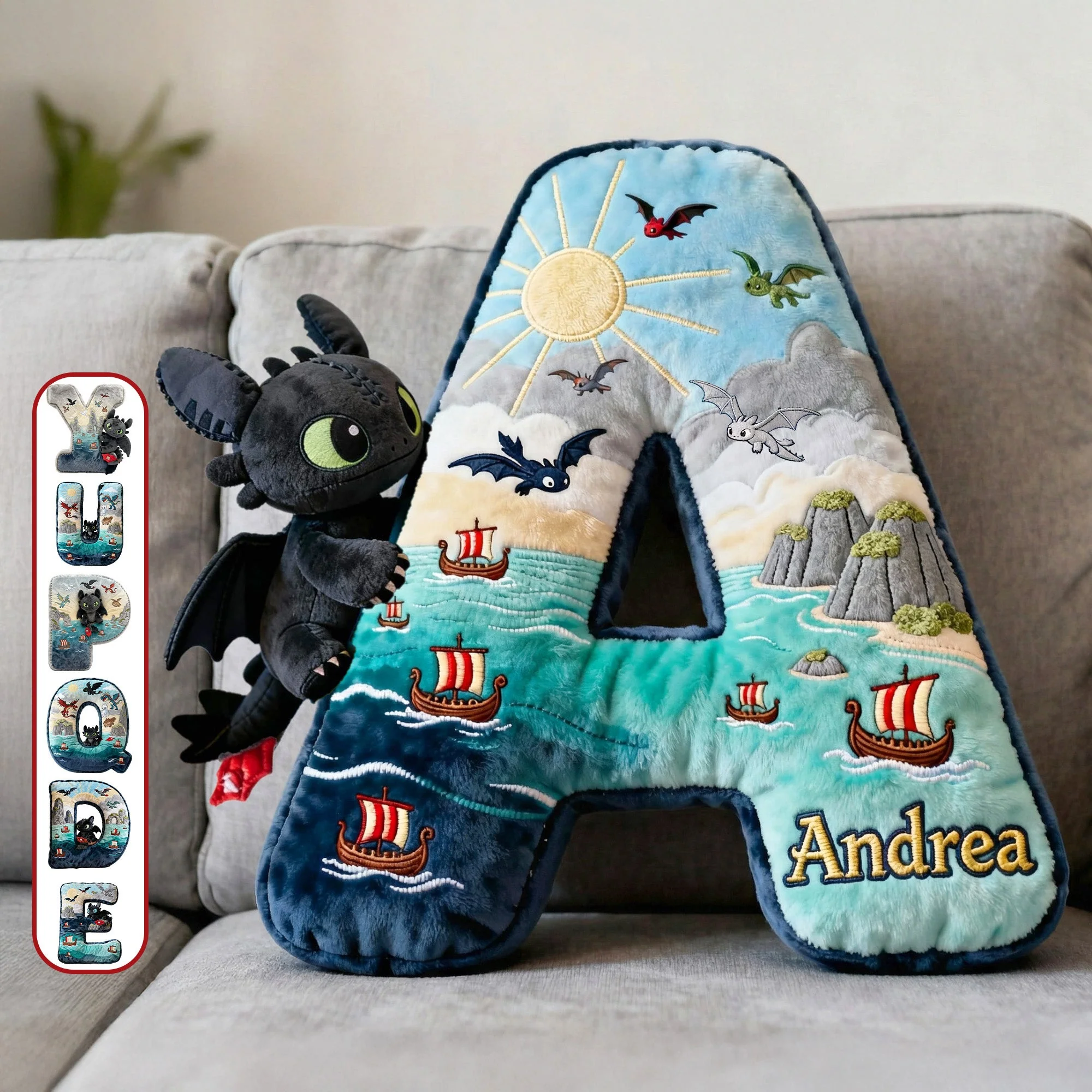 Fantasy World Alphabet Initial Letter - Personalized Custom Shaped Pillow - Gift For Kids & Cuteness Lovers NL122