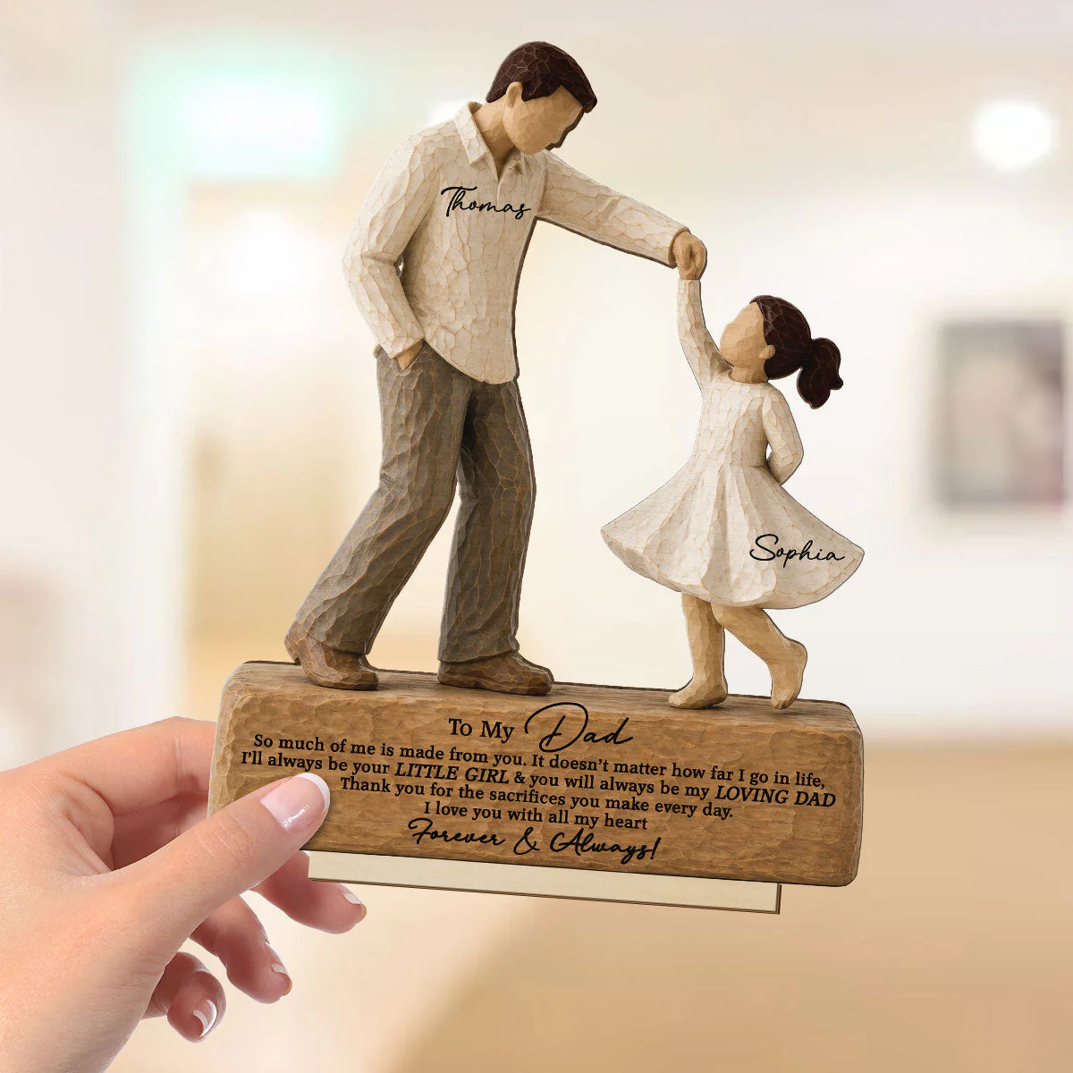 Father & Daughter Dancing To My Dad I Will Always Be Your Little Girl -Personalized Standing Wooden Plaque - Gift For Dad From Daughter - Image 6