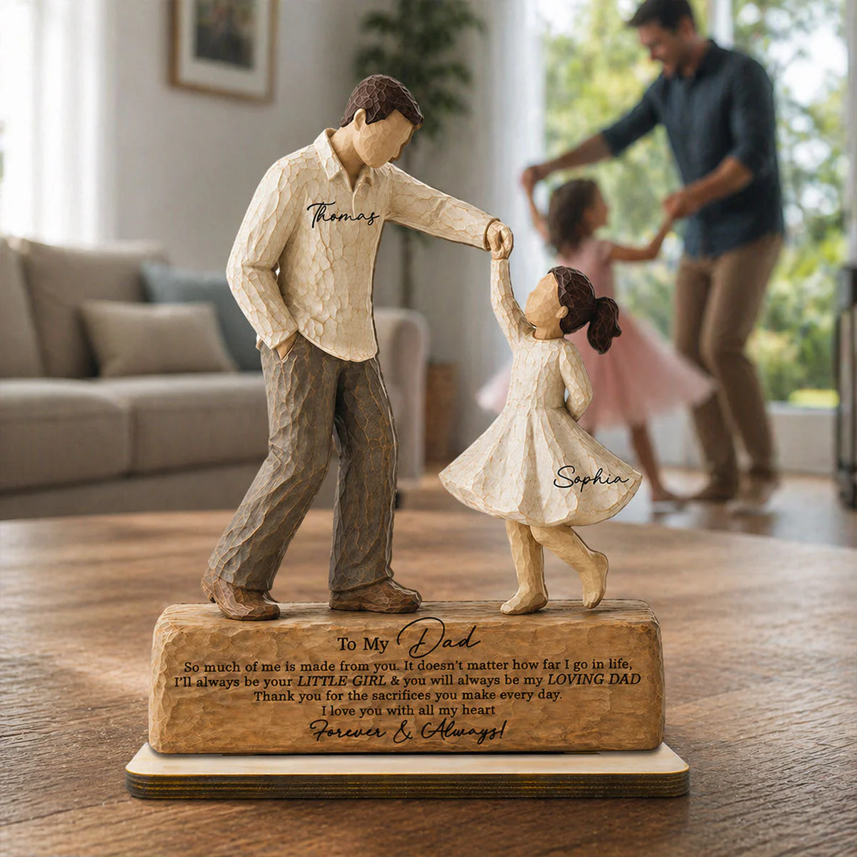 Father & Daughter Dancing To My Dad I Will Always Be Your Little Girl -Personalized Standing Wooden Plaque - Gift For Dad From Daughter - Image 8