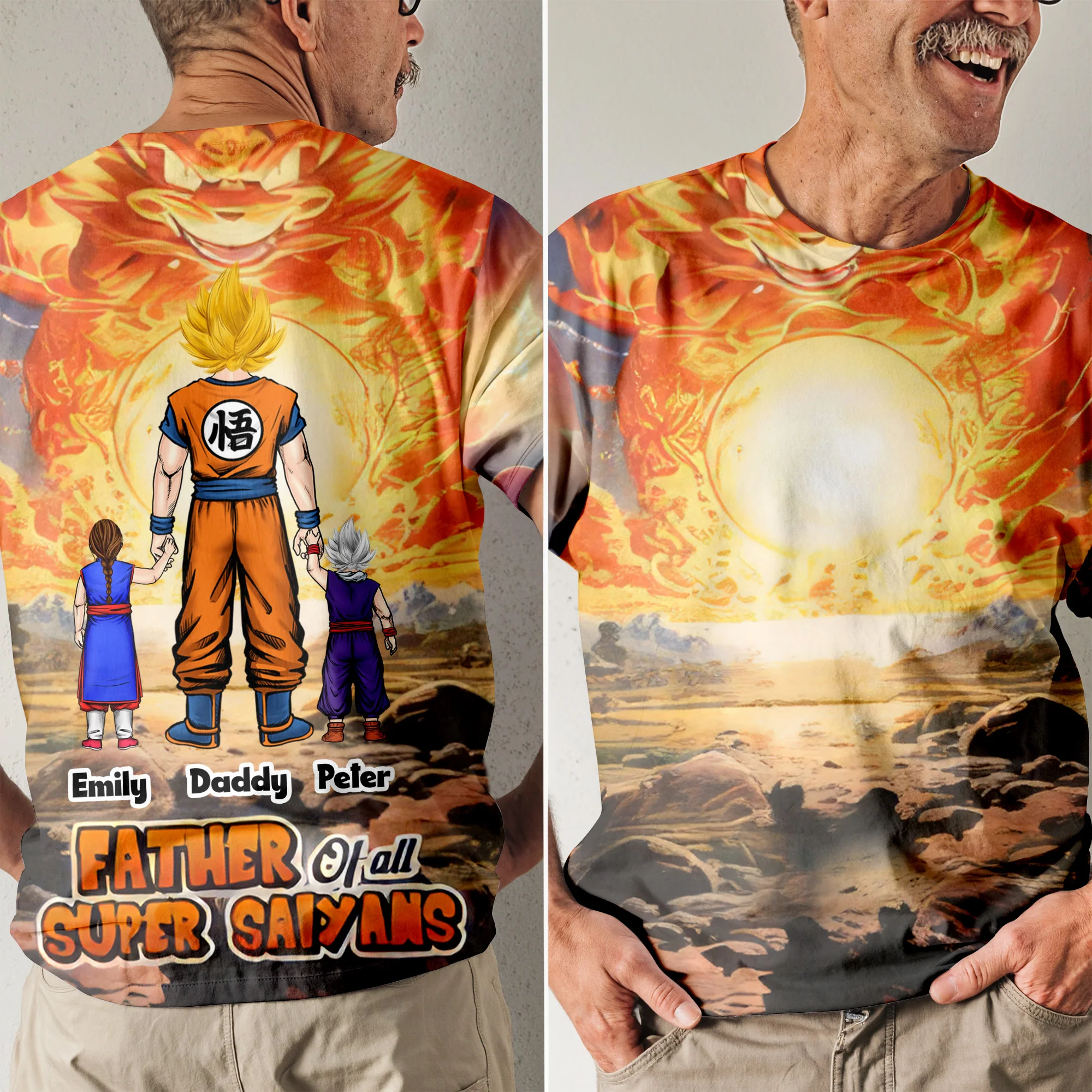 Father Of All Super Saiyans - Personalized 3D Tshirt - Gift For Dad, Grandpa, Father's Day |  CL03 NA94 - Image 2