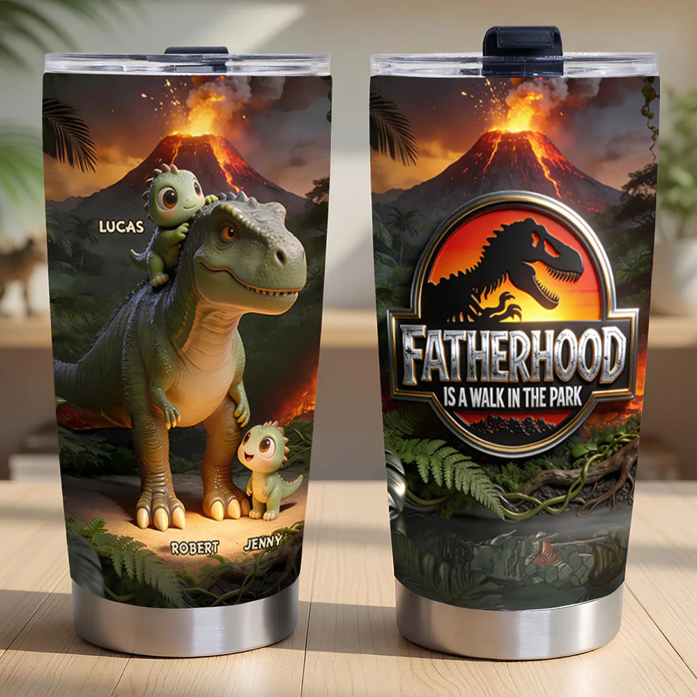 Fatherhood Is A Walk In The Park - Personalized Tumbler - Gift For Dad, Grandpa
