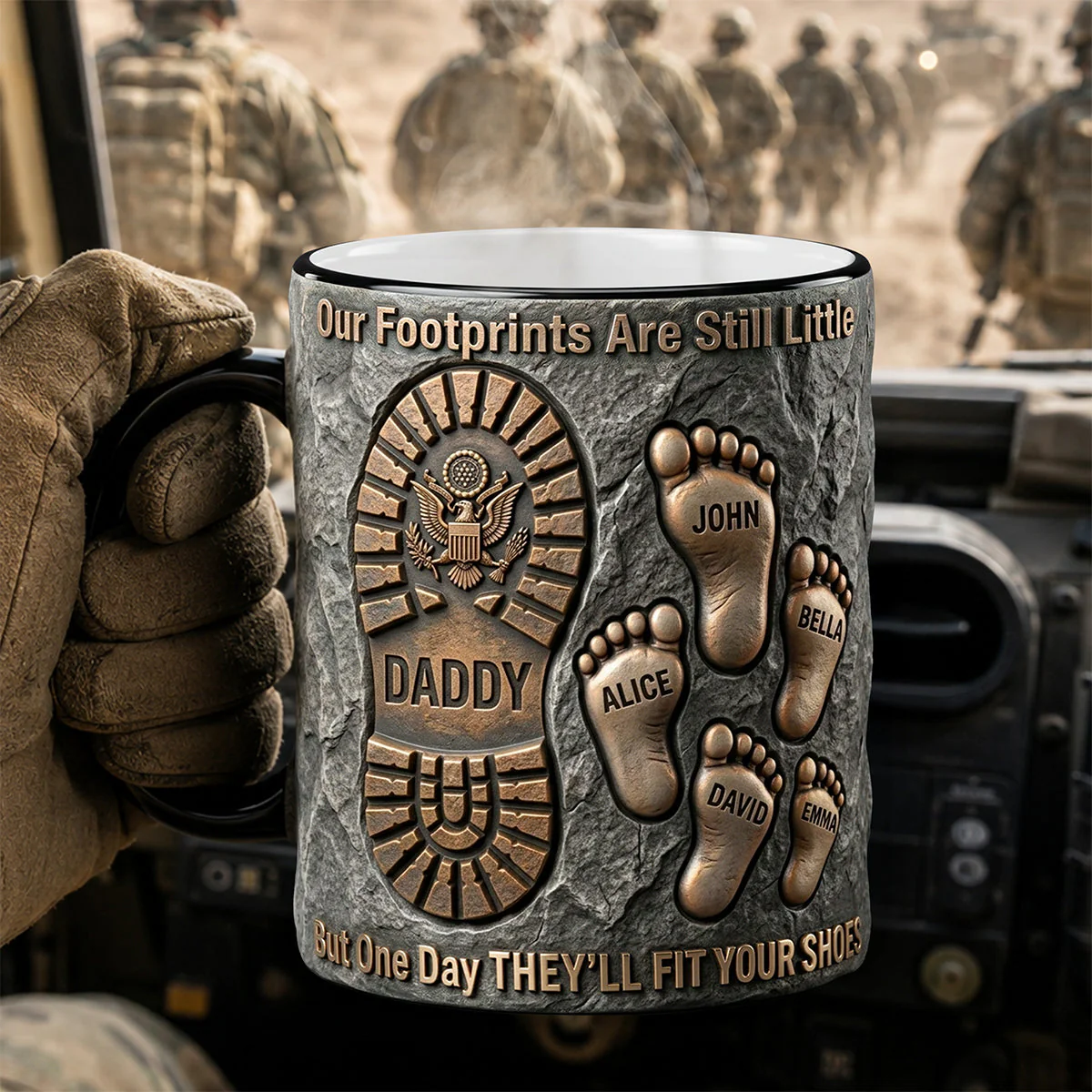 Father's Footsteps Veteran - Personalized Mug - Gift For Dad - Image 2