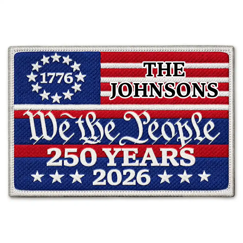 Faux Embroidery Effect We The People America 250th - Personalized Doormat - Image 2