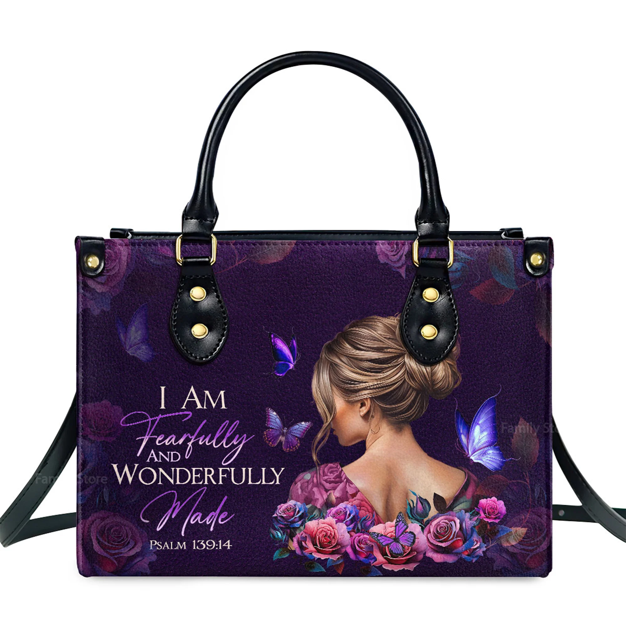 Fearfully and Wonderfully Made - Unique Personalized Leather Handbag - AT4080941 - Image 2