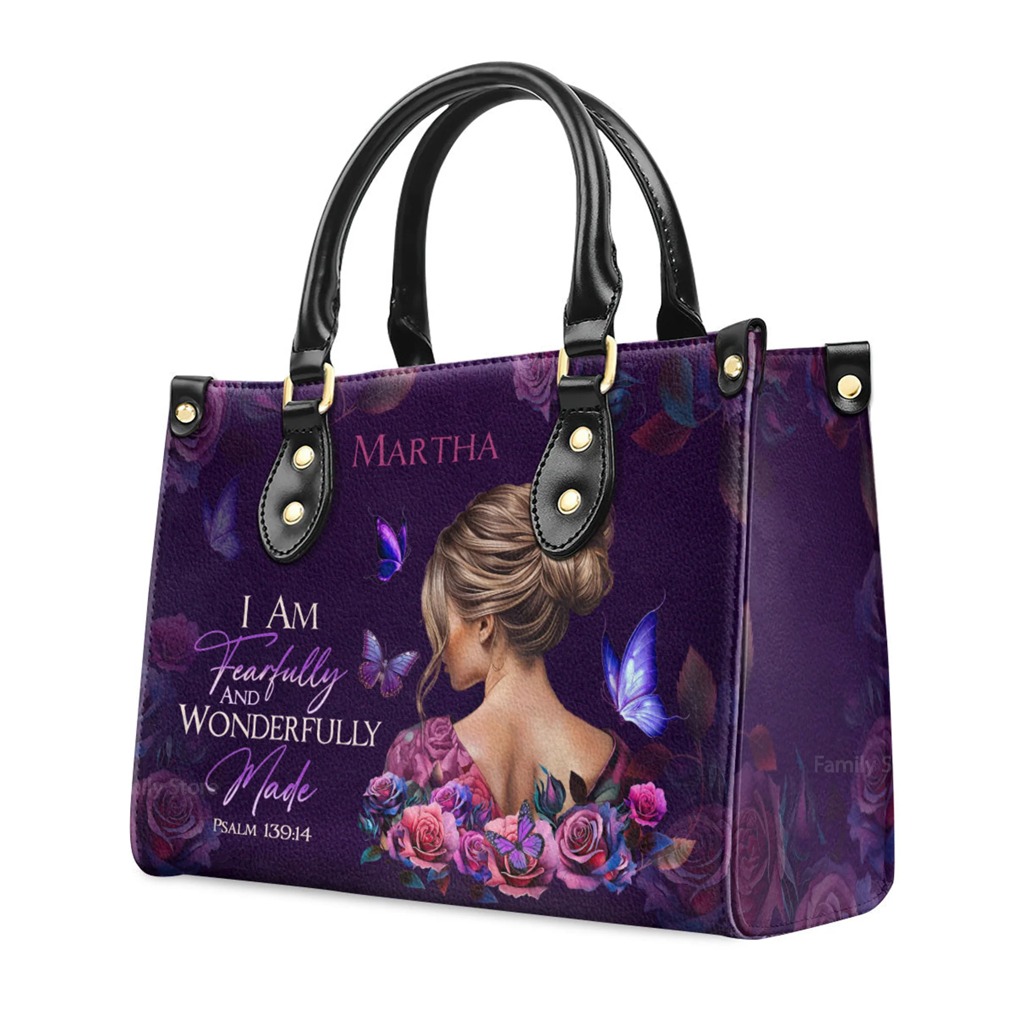 Fearfully and Wonderfully Made - Unique Personalized Leather Handbag - AT4080941 - Image 3