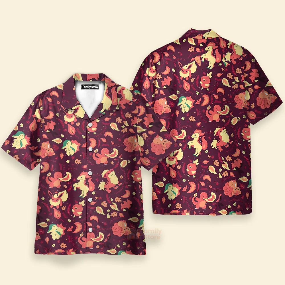 Fire PoMo Pattern Hawaiian Shirt - Image 3