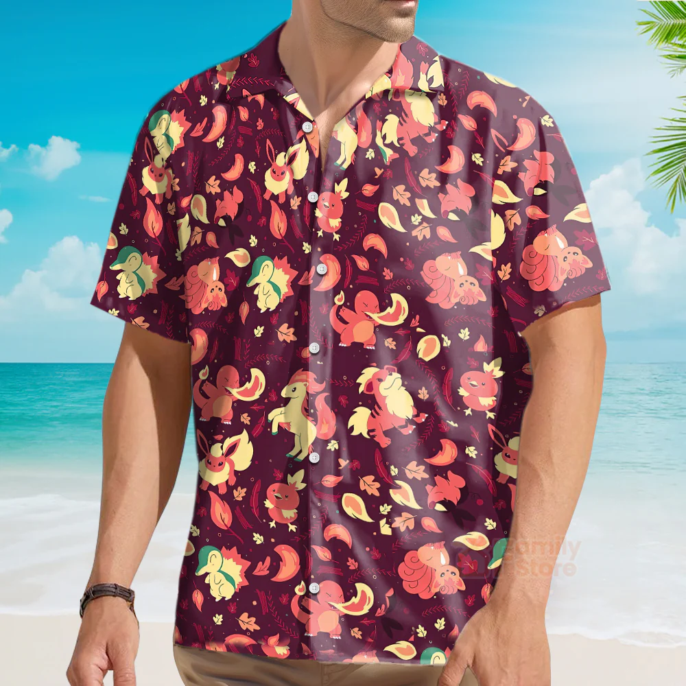 Fire PoMo Pattern Hawaiian Shirt - Image 5