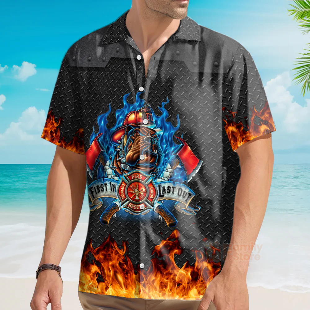 Firefighter First In Last Out - Personalized Hawaiian Shirt - Image 4