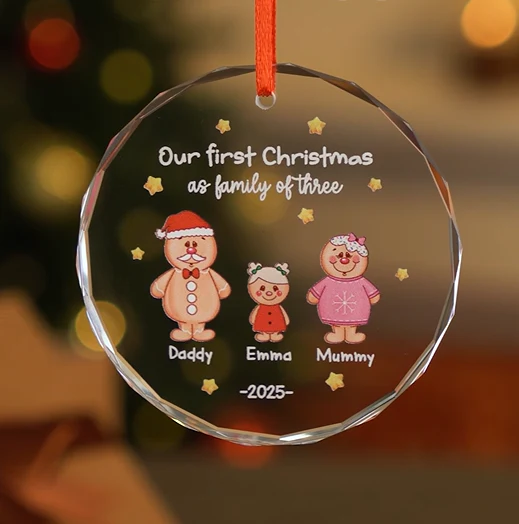First Christmas As A Family - Personalized Glass Ornament - Christmas Gifts For Family, Kids NL122 - Image 2