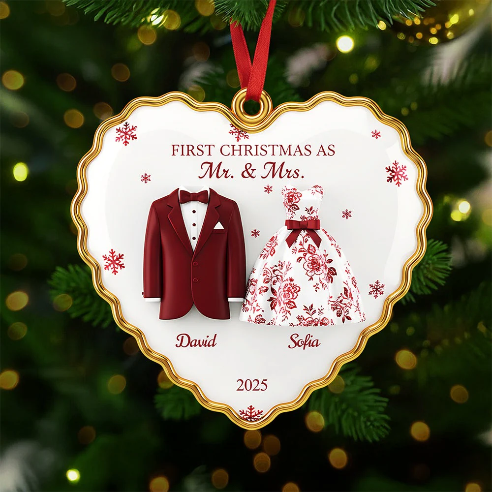 First Christmas As Mr And Mrs - Personalized Acrylic Ornament - Christmas Gift For Couples, Newlyweds NL122 - Image 2