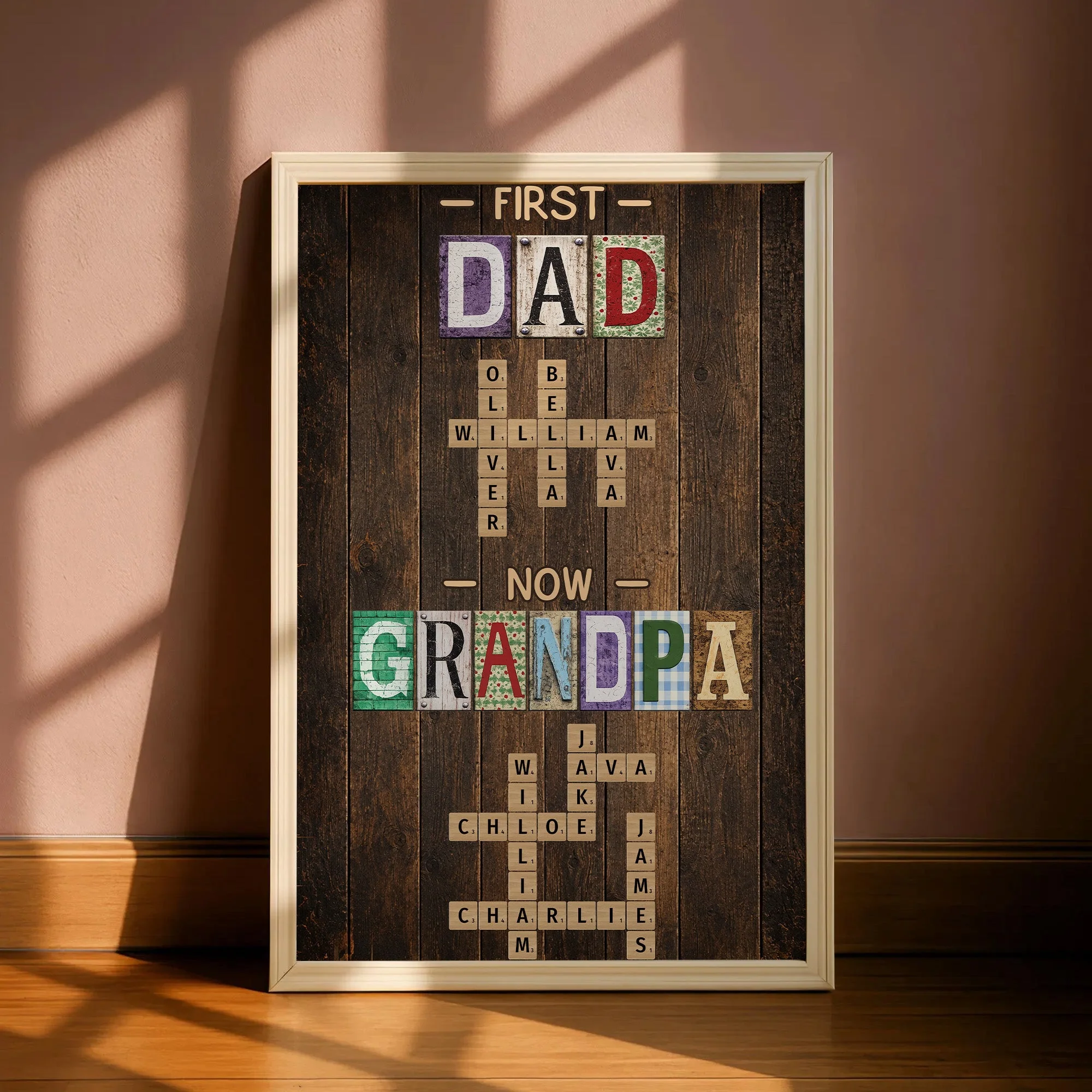 First Dad Now Grandpa Names Crossword - Personalized Canvas Poster - Gift For Dad, Grandpa - Image 3