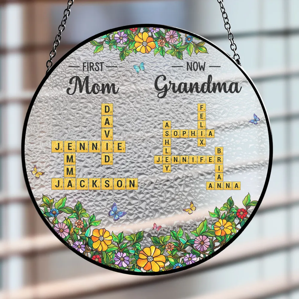First Mom New Grandma - Personalized Stained Glass Window Hanging Suncatcher - Gift For Mom, Grandma, Mother's Day | NA94 - Image 2