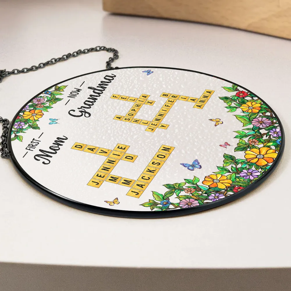 First Mom New Grandma - Personalized Stained Glass Window Hanging Suncatcher - Gift For Mom, Grandma, Mother's Day | NA94 - Image 3