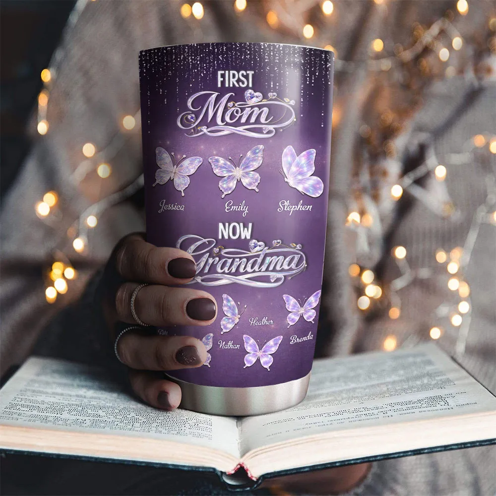 First Mom Now Grandma Crystal - Personalized Tumbler - Gift For Mom, Grandma HN02 - Image 3