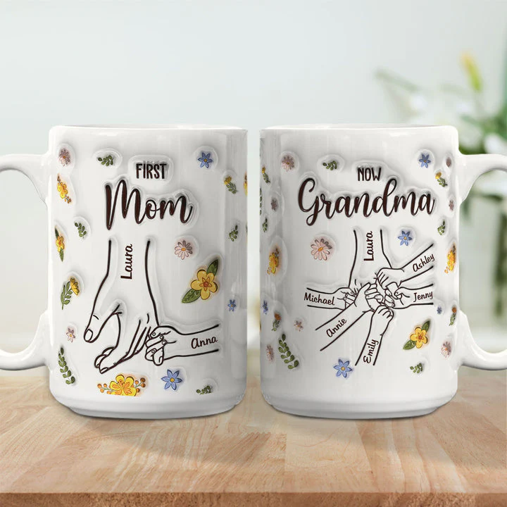 First Mom Now Grandma - Personalized 3D Inflated Effect Ceramic Mug - Gift For Mom, Grandma, Mother's Day NA94 - Image 2