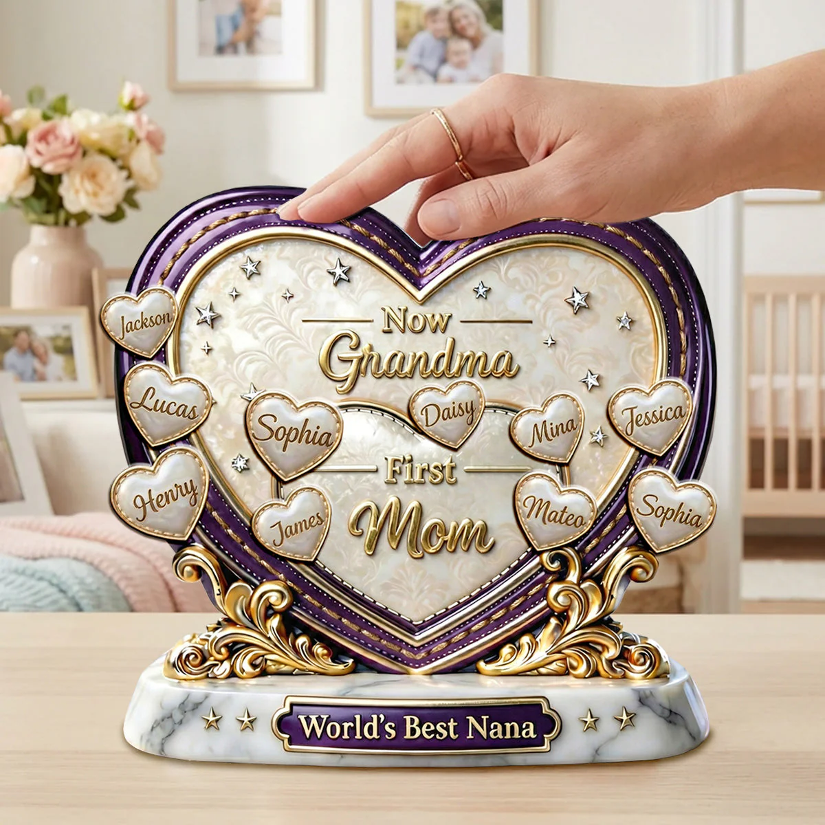 First Mom Now Grandma - Personalized Shape Acrylic Plaque - Gift For Mom, Grandma HN02 - Image 2