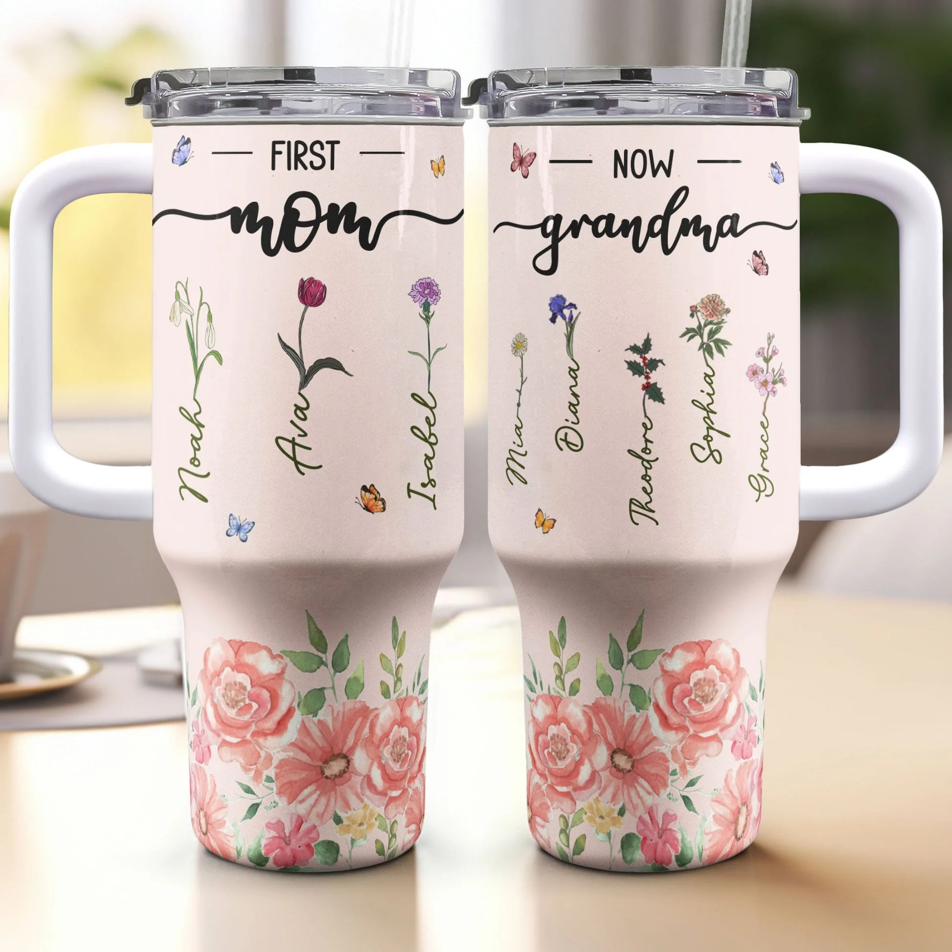 First Mom Now Grandma  - Personalized Stainless Steel Tumbler - Gift For Mom, Grandma, Grandmother, Mother's Day NA94