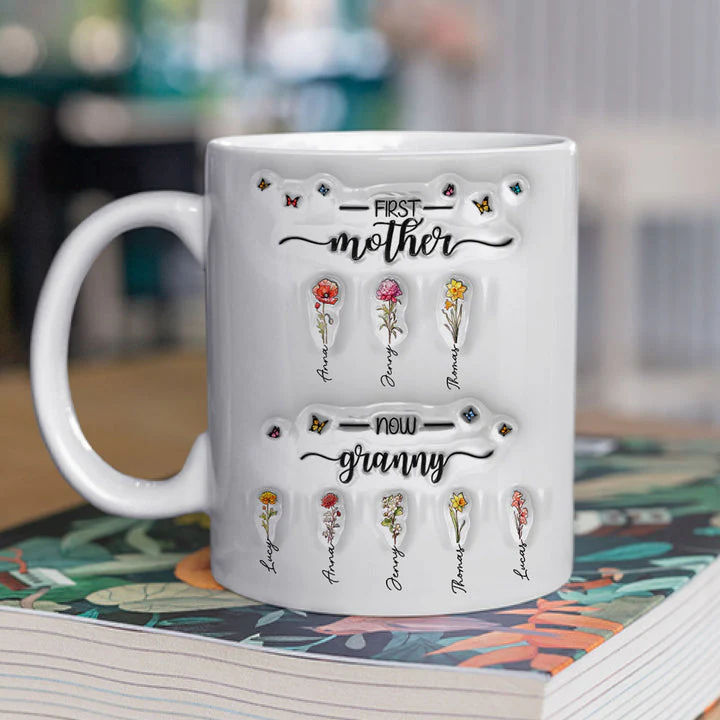 First Mom Now Grandma Version 2 - Personalized 3D Inflated Effect Ceramic Mug - Gift For Mom, Grandma, Mother's Day NA94 - Image 2