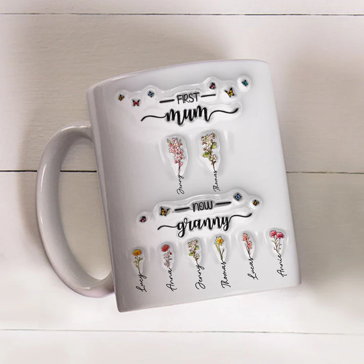First Mom Now Grandma Version 2 - Personalized 3D Inflated Effect Ceramic Mug - Gift For Mom, Grandma, Mother's Day NA94 - Image 3