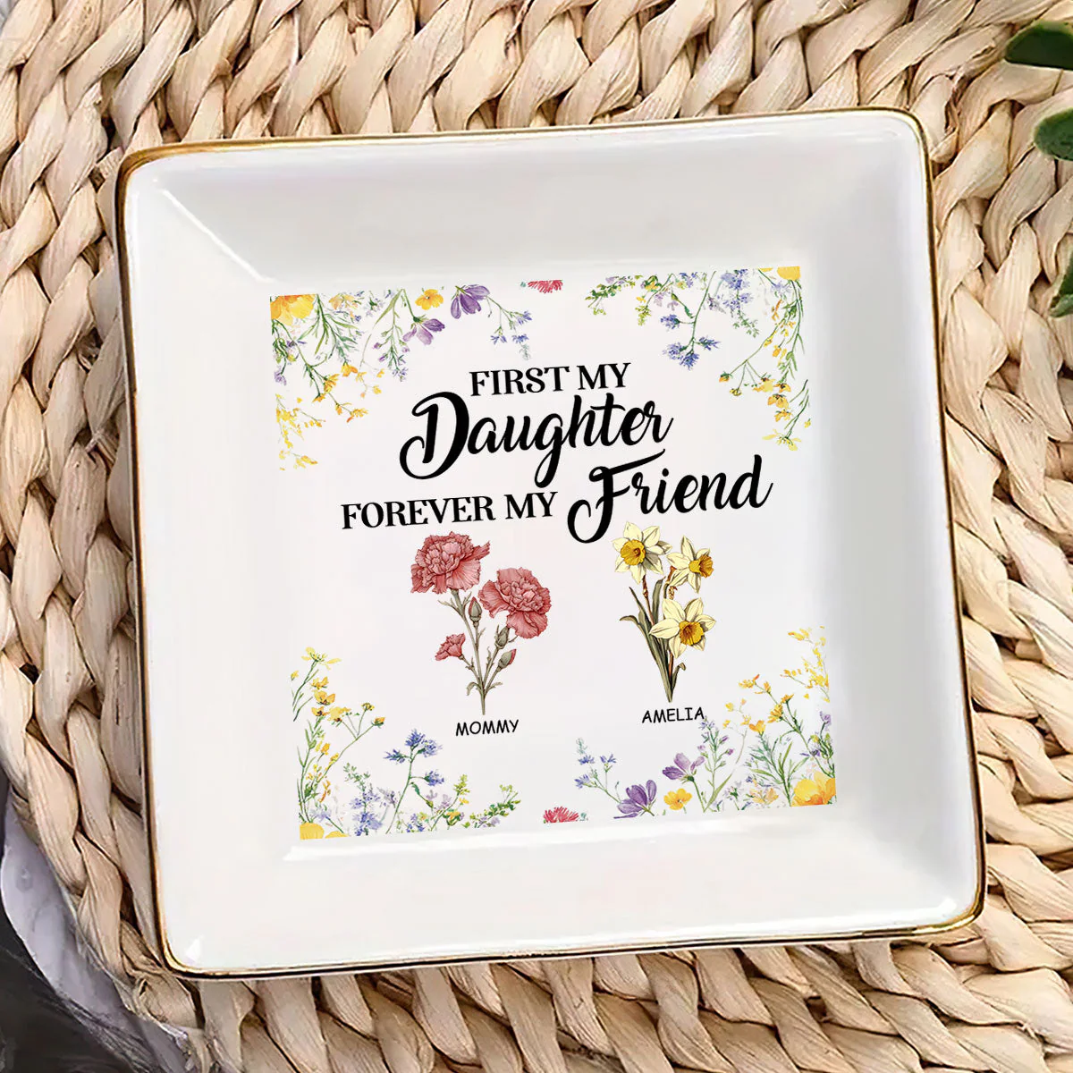 First My Daughter Forever My Friend - Personalized Jewelry Dish - Gift For Grandma, Mom, Daughter NH96 - Image 3