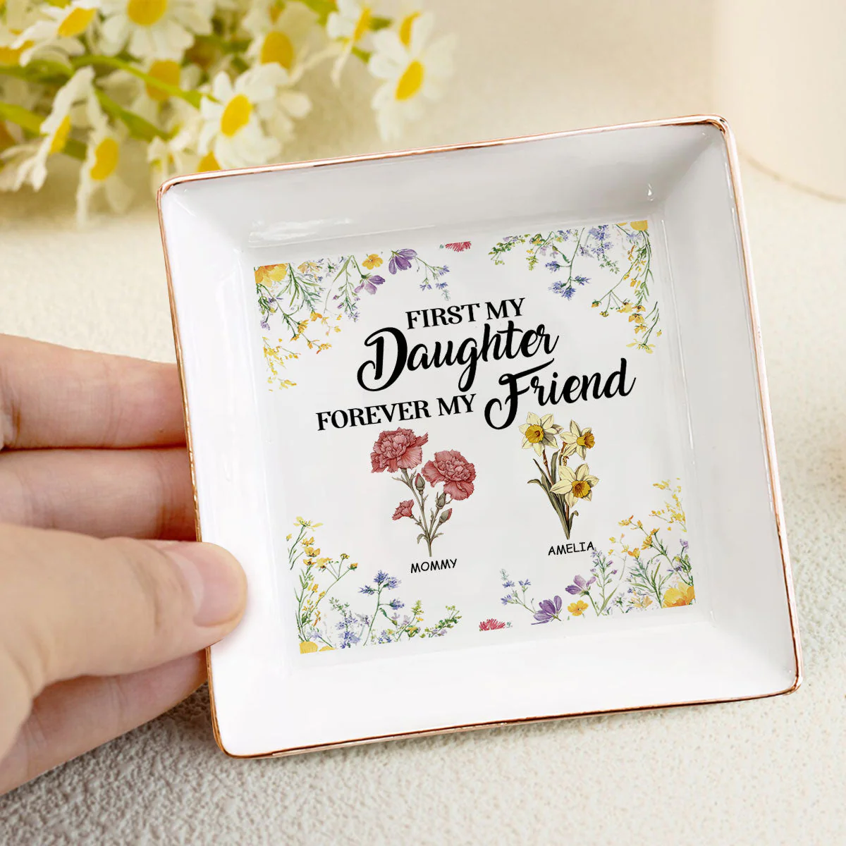 First My Daughter Forever My Friend - Personalized Jewelry Dish - Gift For Grandma, Mom, Daughter NH96 - Image 4