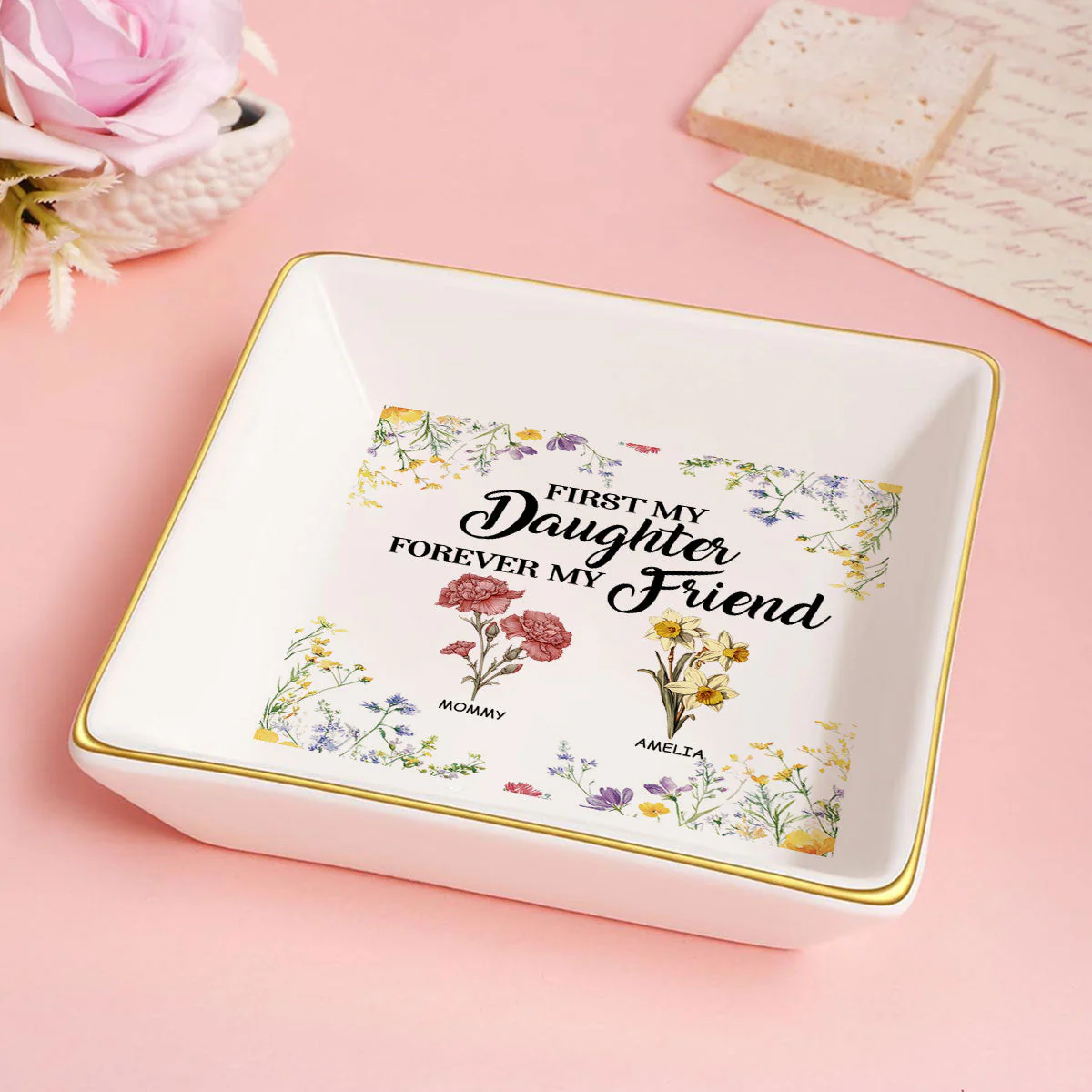 First My Daughter Forever My Friend - Personalized Jewelry Dish - Gift For Grandma, Mom, Daughter NH96 - Image 5