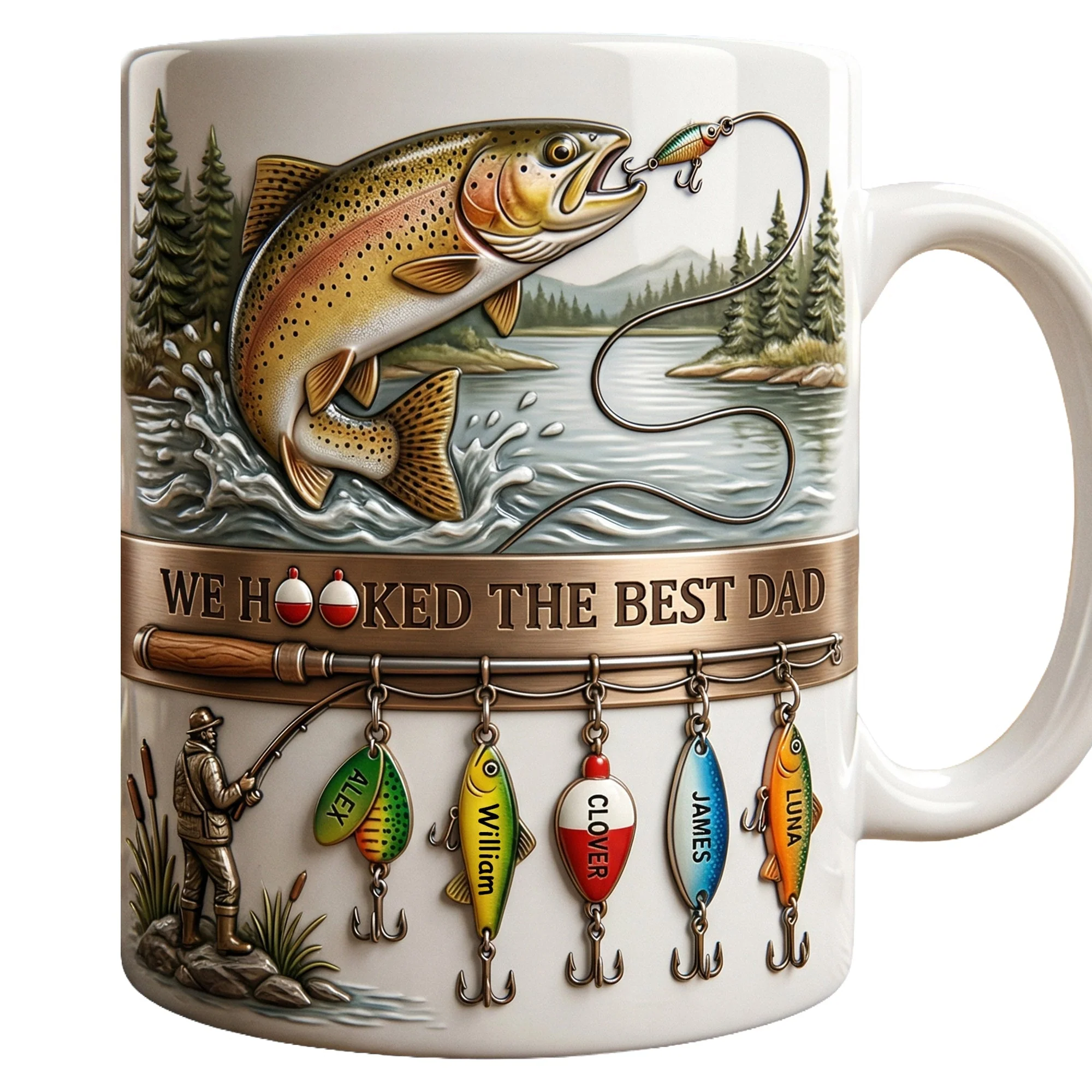 Fishing Best Dad - Personalized White Mug - Gift For Dad, Grandpa, Fishing Lover - Image 4