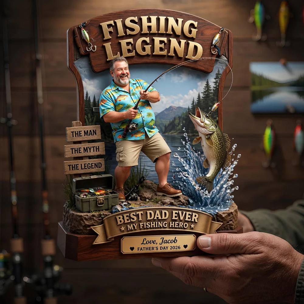 Fishing Legend Best Dad Ever - Personalized Shape Acrylic Plaque - Gift For Dad, Grandpa, Fishing Lover - Image 3