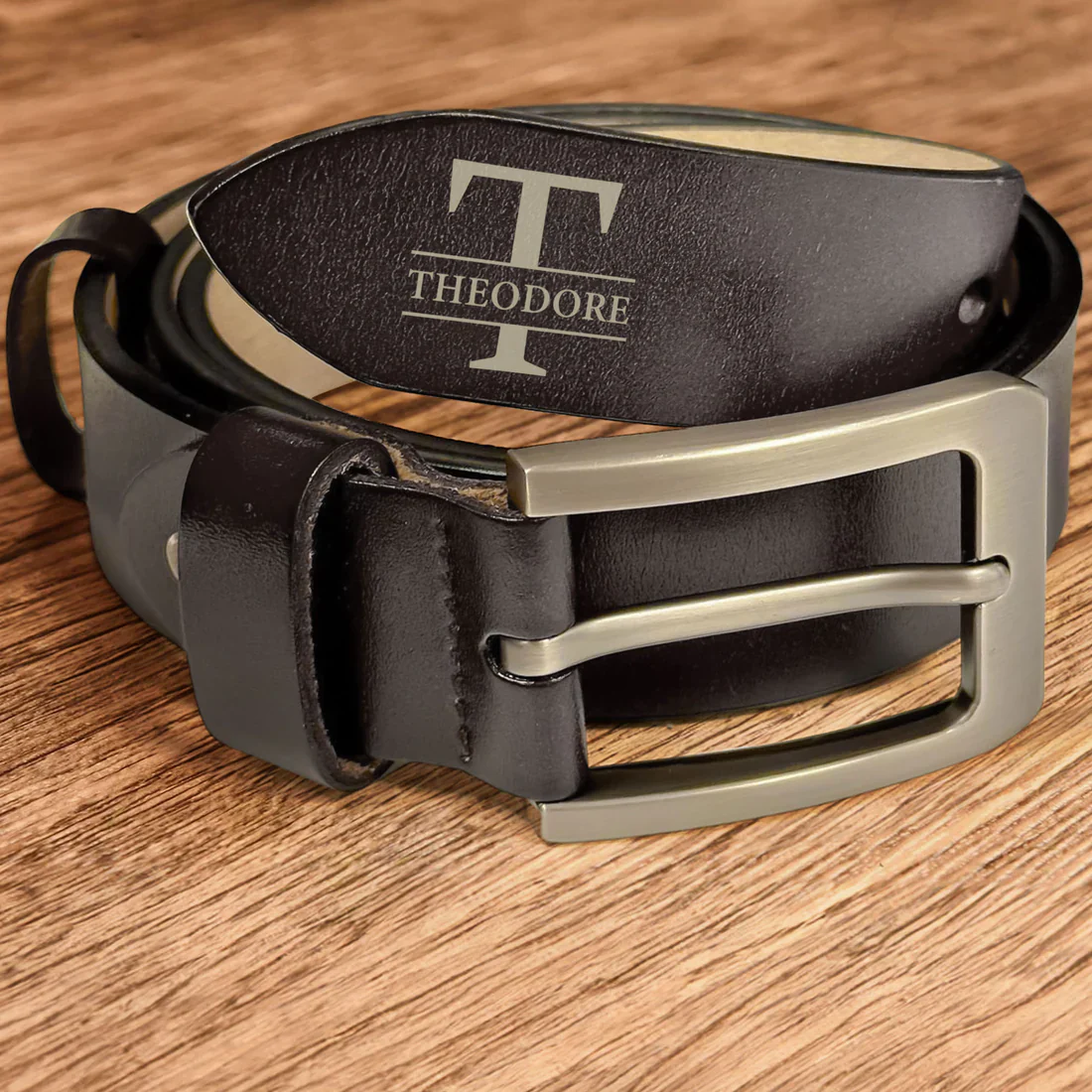 Fist Bump Daddy And Baby - Gift For Father's Day - Personalized Engraved Leather Belt - Image 2