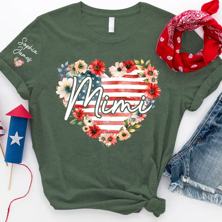 Floral Heart Mimi - Personalized Shirt - Patriotic Gift For Mom, Grandma - Image 4