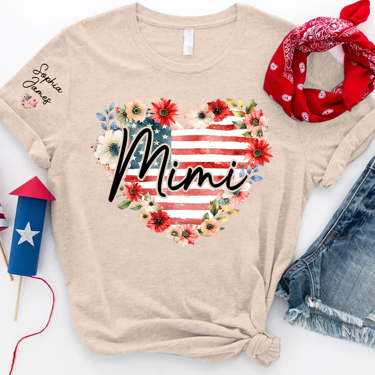 Floral Heart Mimi - Personalized Shirt - Patriotic Gift For Mom, Grandma - Image 8