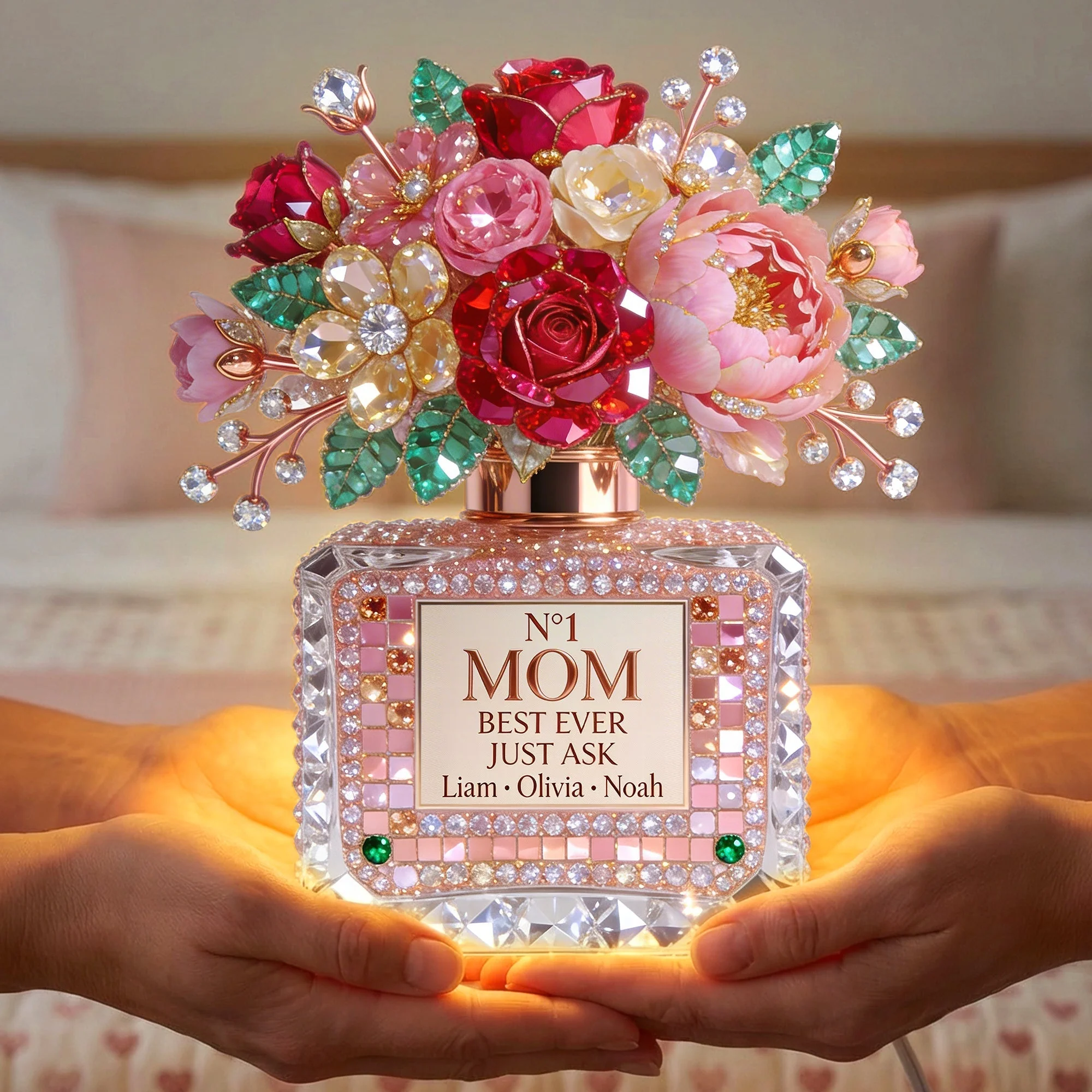 Floral Perfume Bottle - Personalized Custom Shaped Acrylic Light Box - Gift For Mom, Grandma HN02 - Image 3