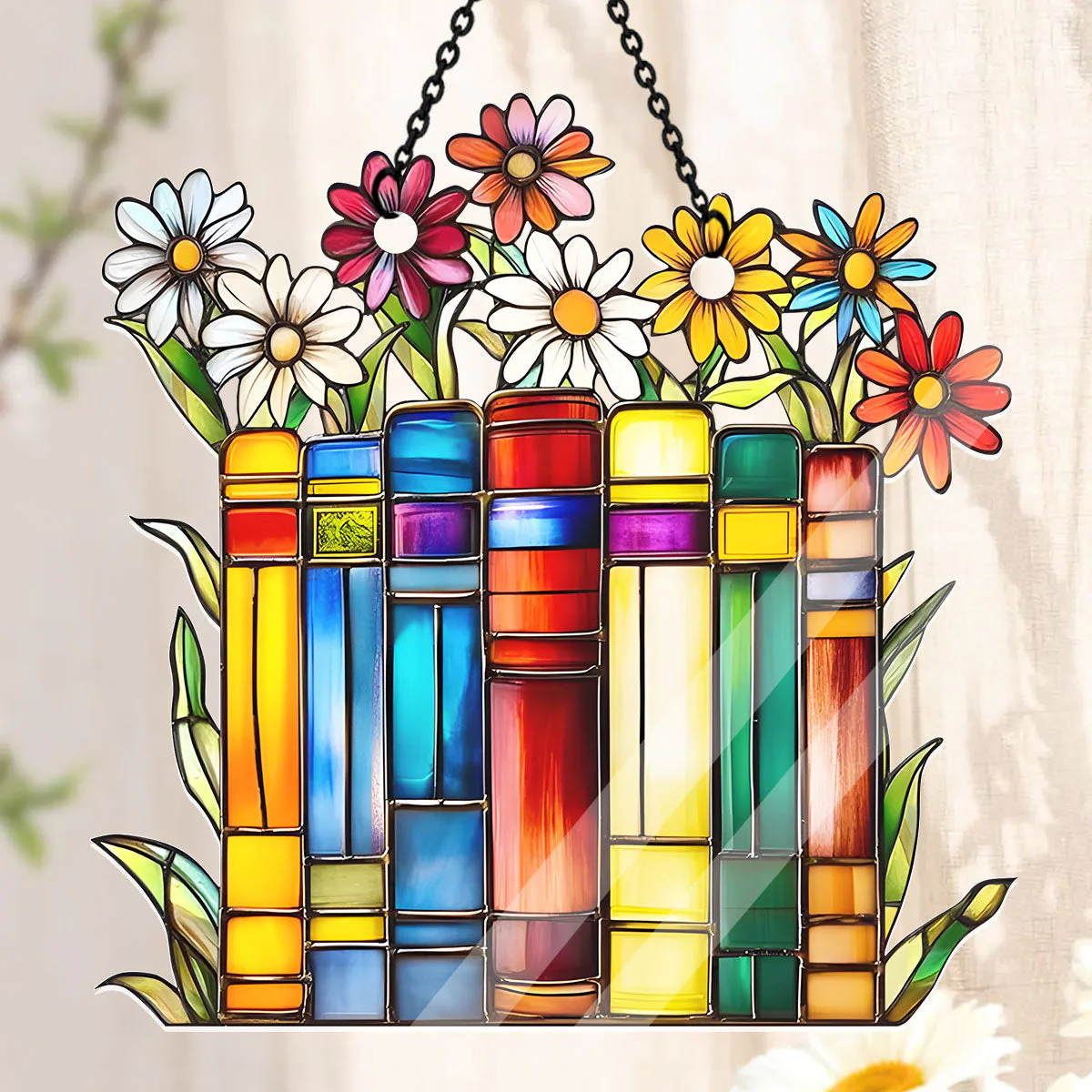 Flower Book Library Decor - Acrylic Suncatcher - Gift For Book Lover - Image 2
