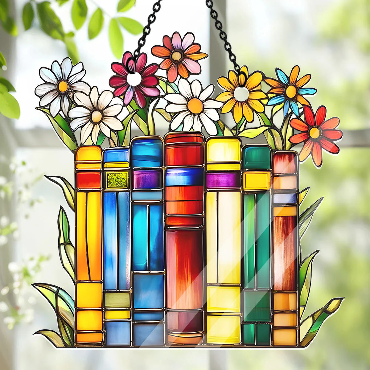 Flower Book Library Decor - Acrylic Suncatcher - Gift For Book Lover - Image 3