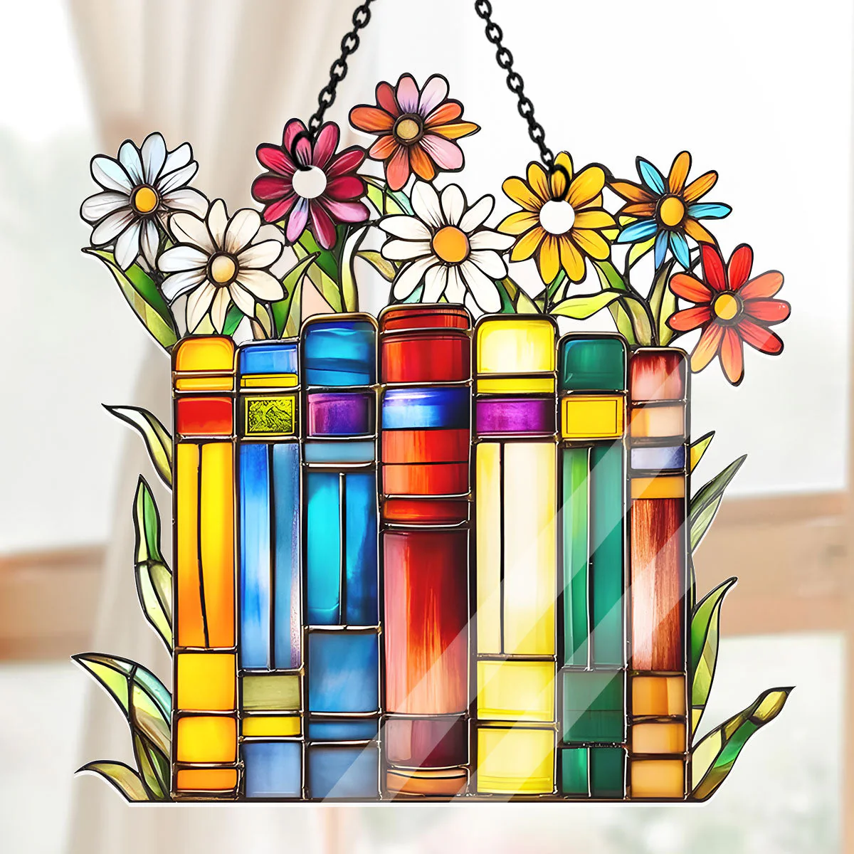 Flower Book Library Decor - Acrylic Suncatcher - Gift For Book Lover - Image 4