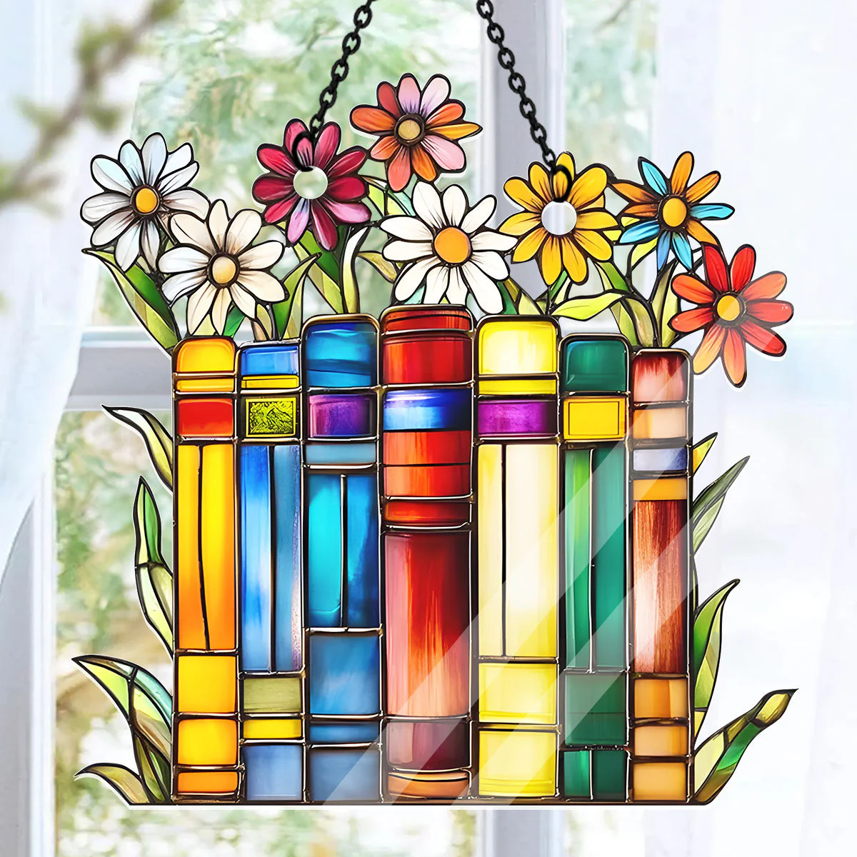 Flower Book Library Decor - Acrylic Suncatcher - Gift For Book Lover - Image 5