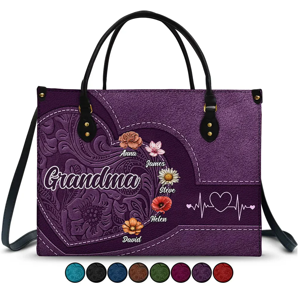 Flowers Blooming In Love  - Personalized Leather Bag - Gift For Mother, Grandma, Grandmother, Mother's Day | CL47 NA94