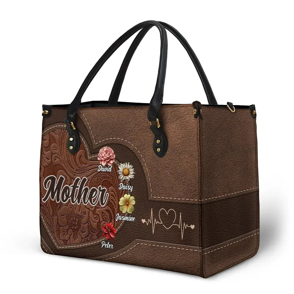 Flowers Blooming In Love  - Personalized Leather Bag - Gift For Mother, Grandma, Grandmother, Mother's Day | CL47 NA94 - Image 2