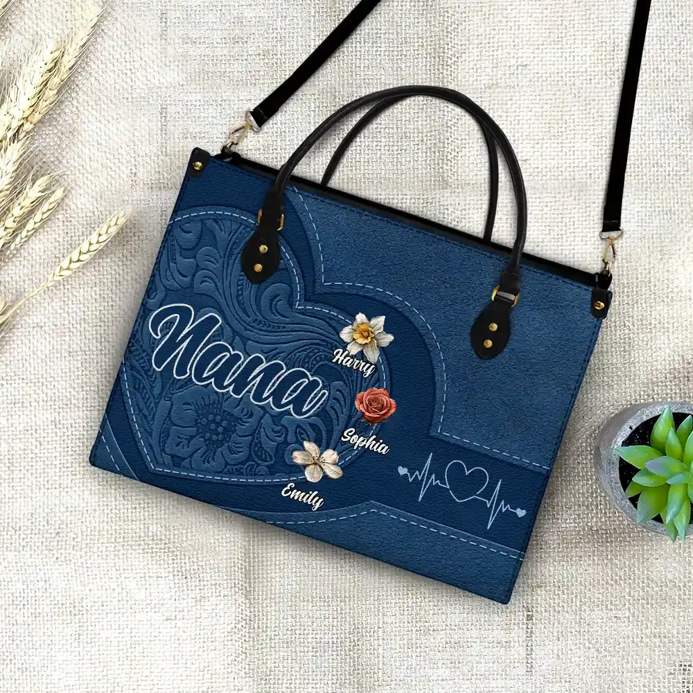 Flowers Blooming In Love  - Personalized Leather Bag - Gift For Mother, Grandma, Grandmother, Mother's Day | CL47 NA94 - Image 4
