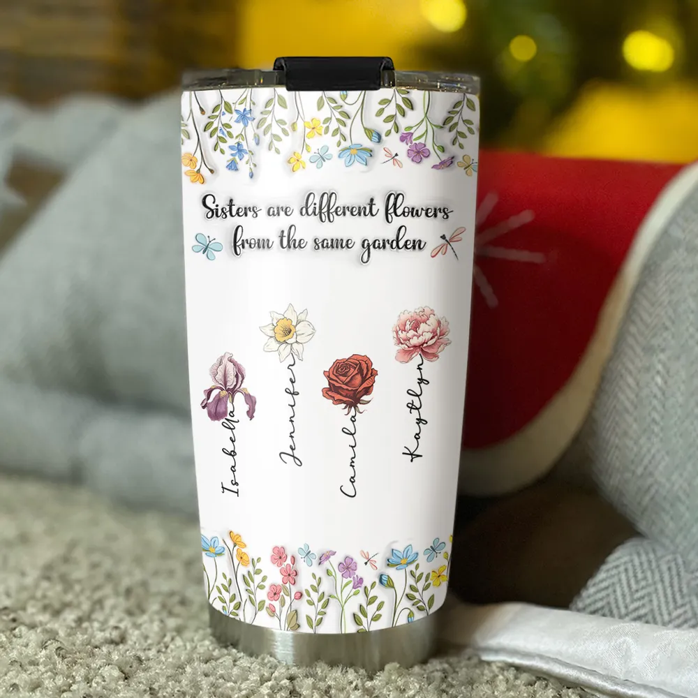 Flowers In The Same Garden - Personalized Tumbler - Gift For Sisters, Besties, Friends - CL47 NA94 - Image 2