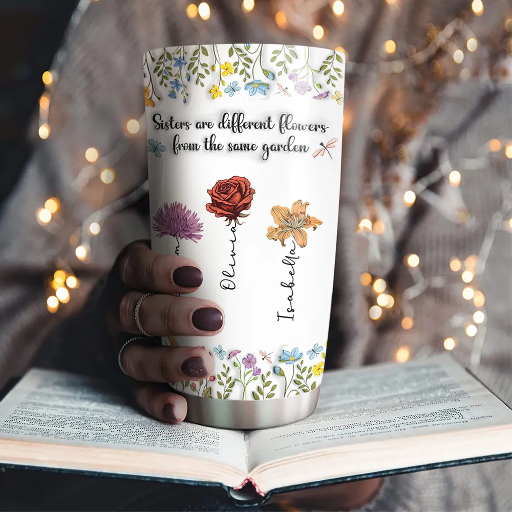 Flowers In The Same Garden - Personalized Tumbler - Gift For Sisters, Besties, Friends - CL47 NA94 - Image 4