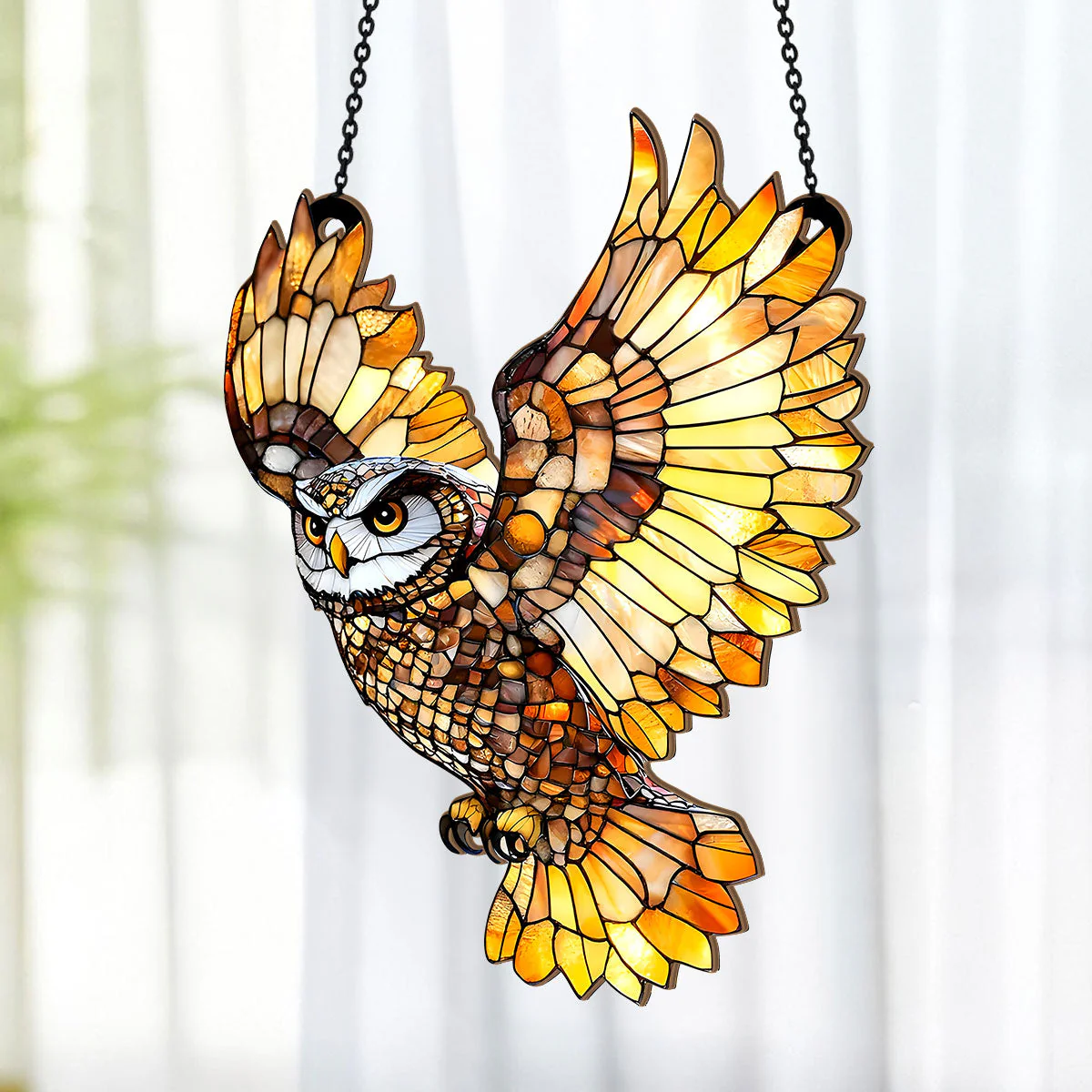 Flying Owl - Personalized Window Hanging Suncatcher - Image 4