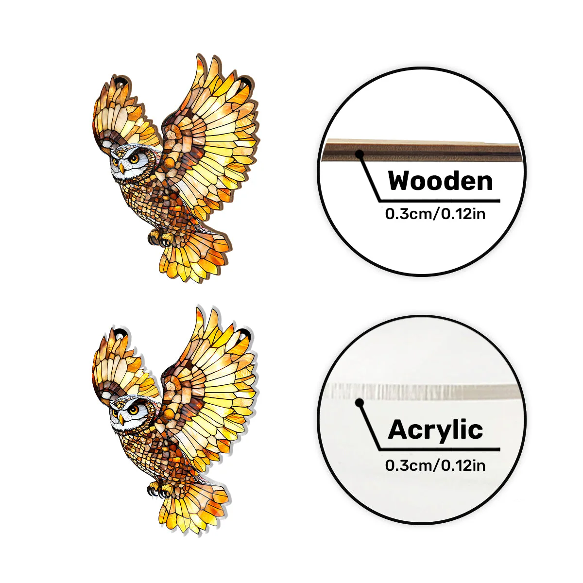 Flying Owl - Personalized Window Hanging Suncatcher - Image 6
