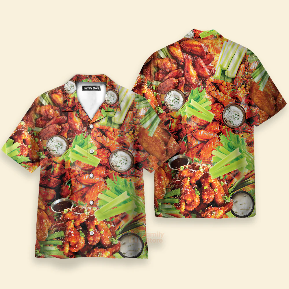 Food Ain't Nothing Chicken Wing Hawaiian Shirt - Image 3