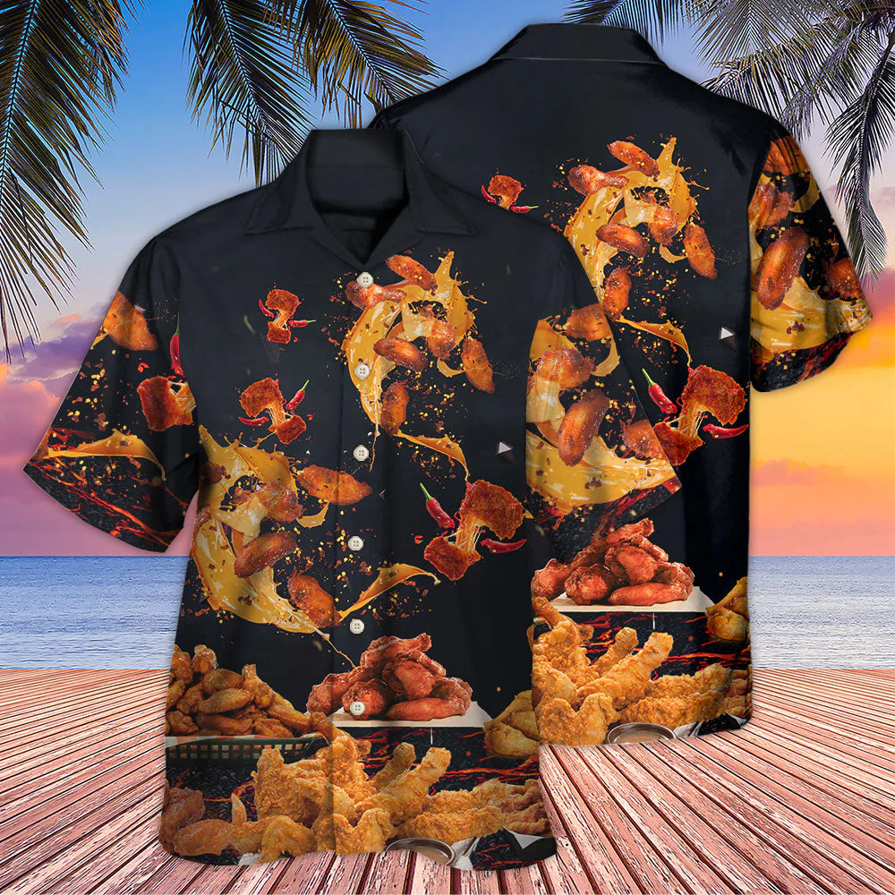 Food Chicken Wing Fast Food Delicious Hawaiian Shirt - Image 3
