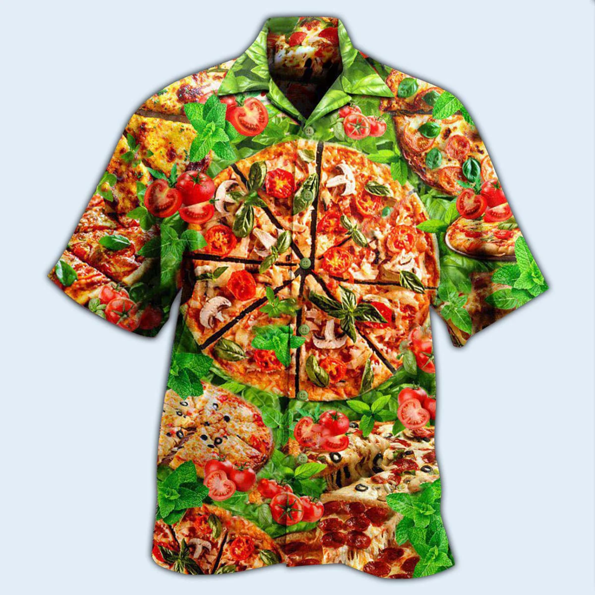 Food Delicious Pizza Love At First Bite Hawaiian Shirt - Image 3
