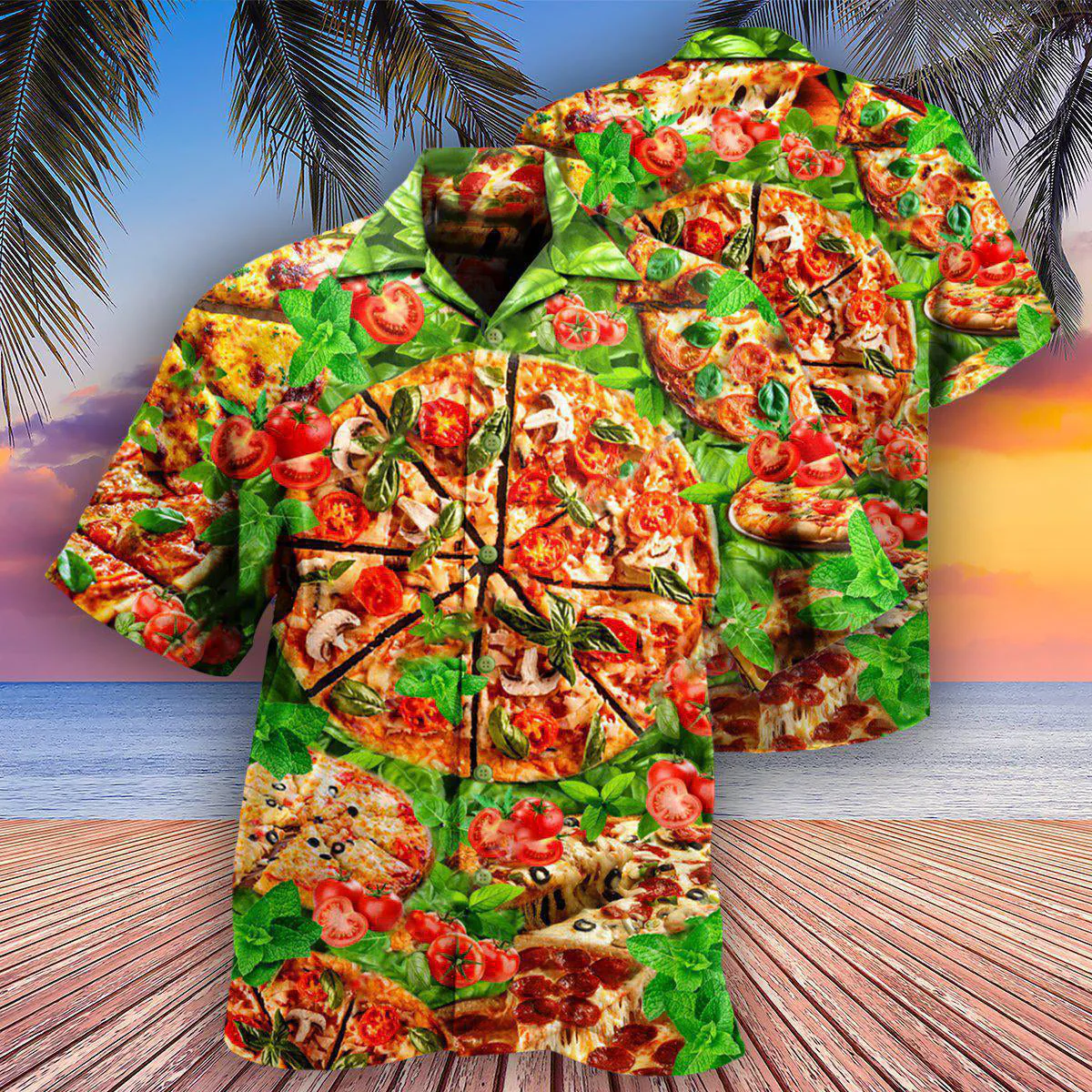 Food Delicious Pizza Love At First Bite Hawaiian Shirt - Image 4
